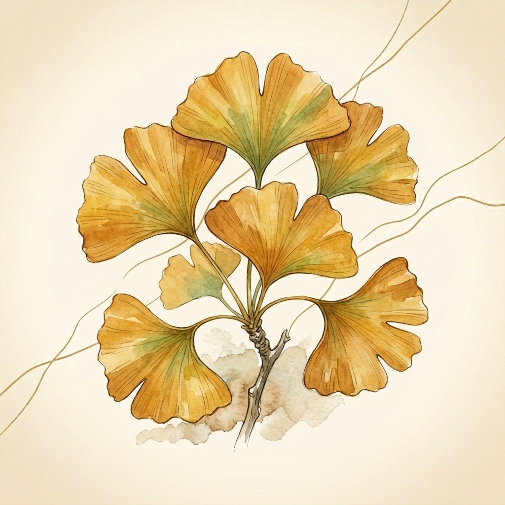 Ginkgo Biloba botanical illustration