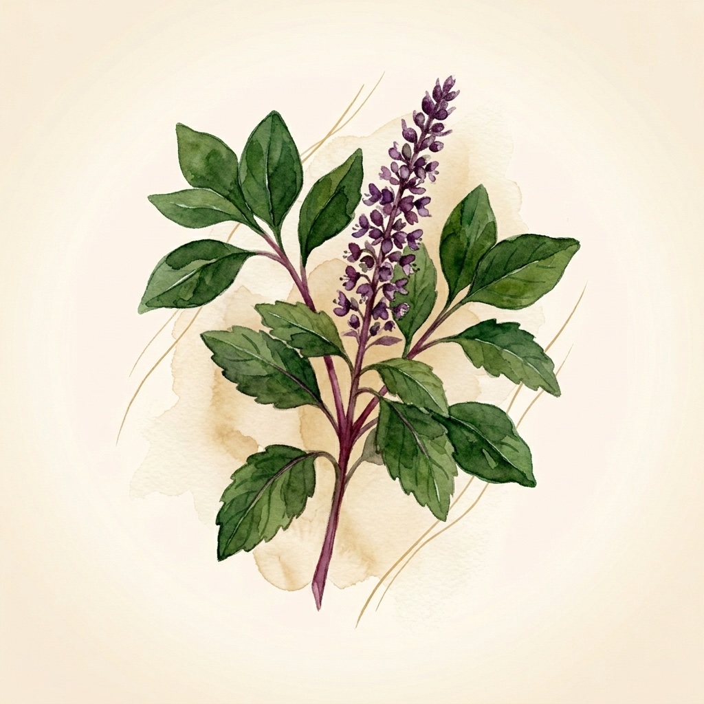 Holy Basil botanical illustration