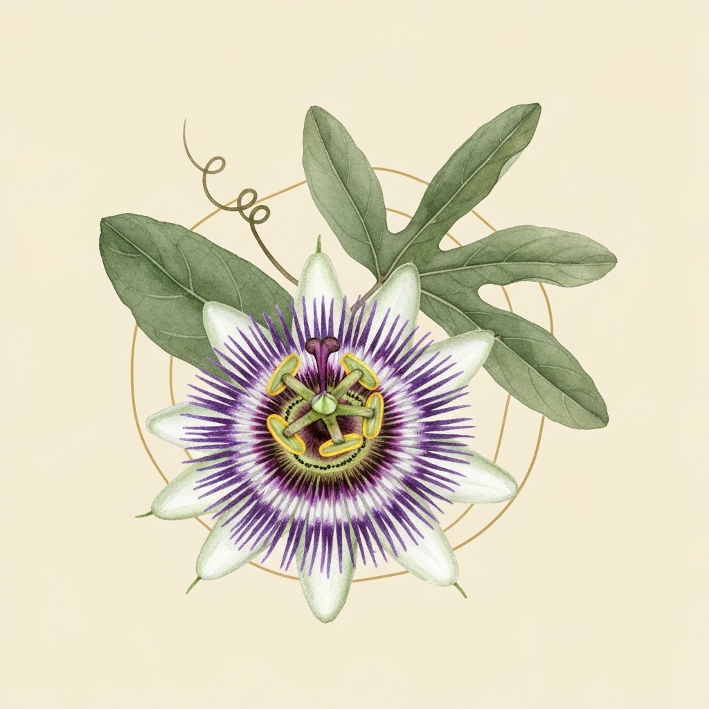 Passion Flower botanical illustration
