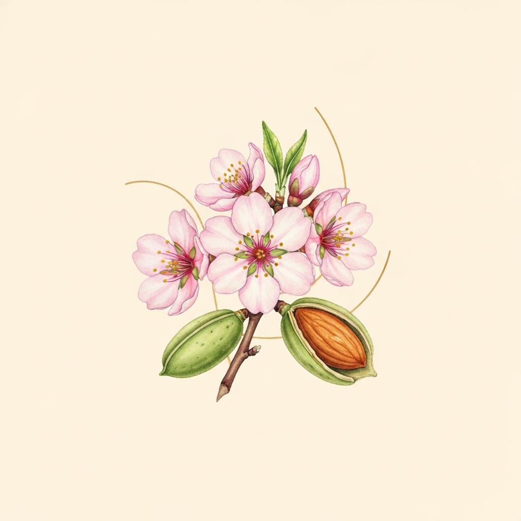 Sweet Almond Oil botanical illustration