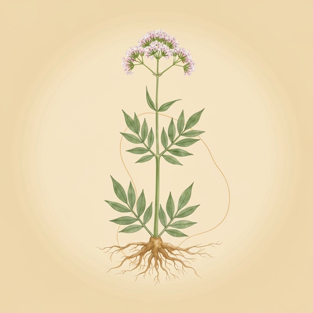 Valerian Root botanical illustration